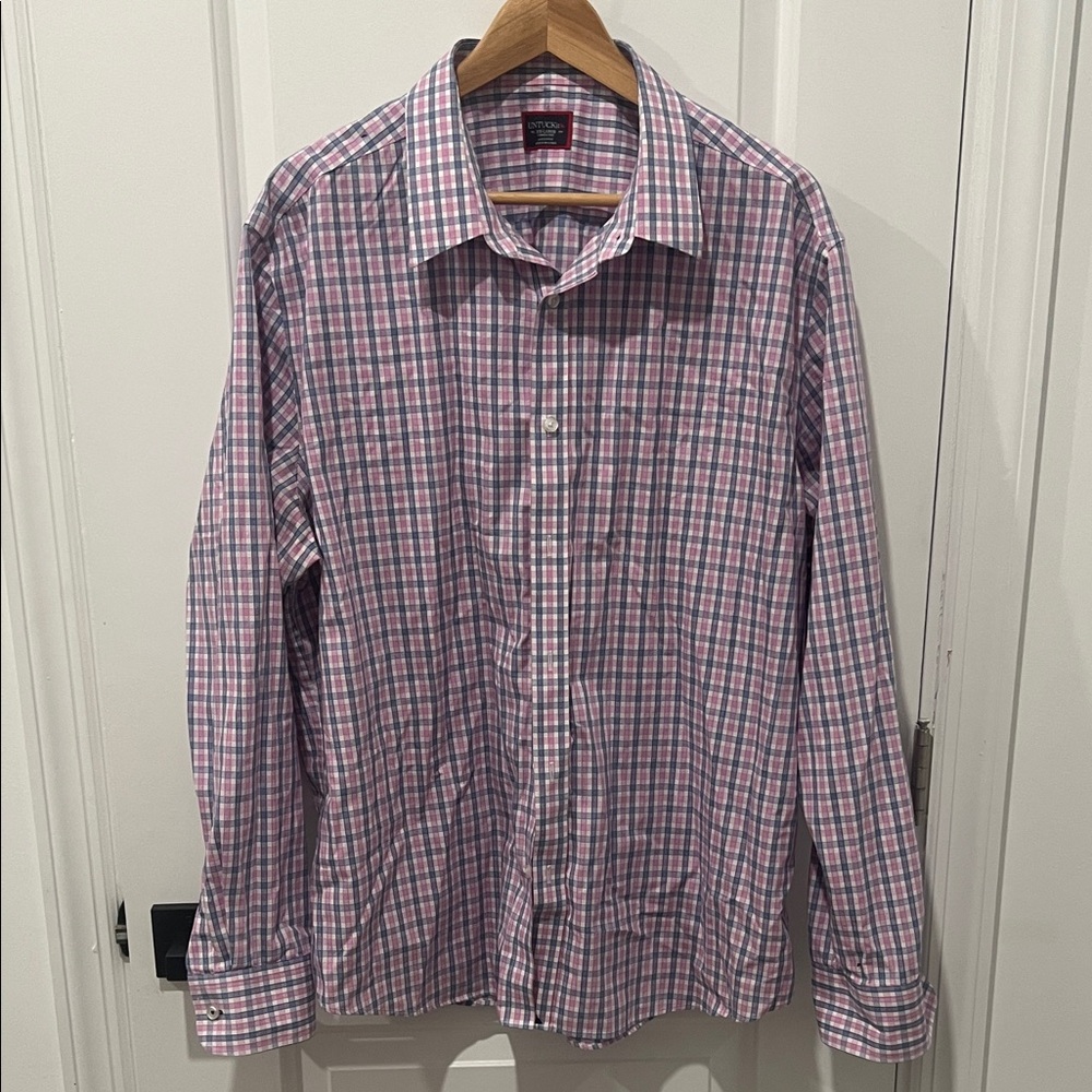 UNTUCKit Men's Pink and White‎ Plaid 100% Cotton Shirt, Size XXL